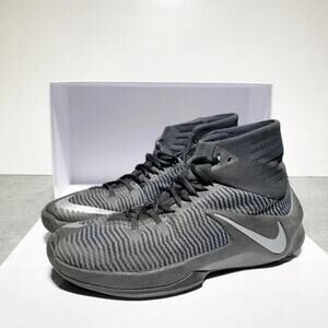 Nike Zoom Clear Out Black High-Top Sneakers with Silver Swoosh Mens Size 8M